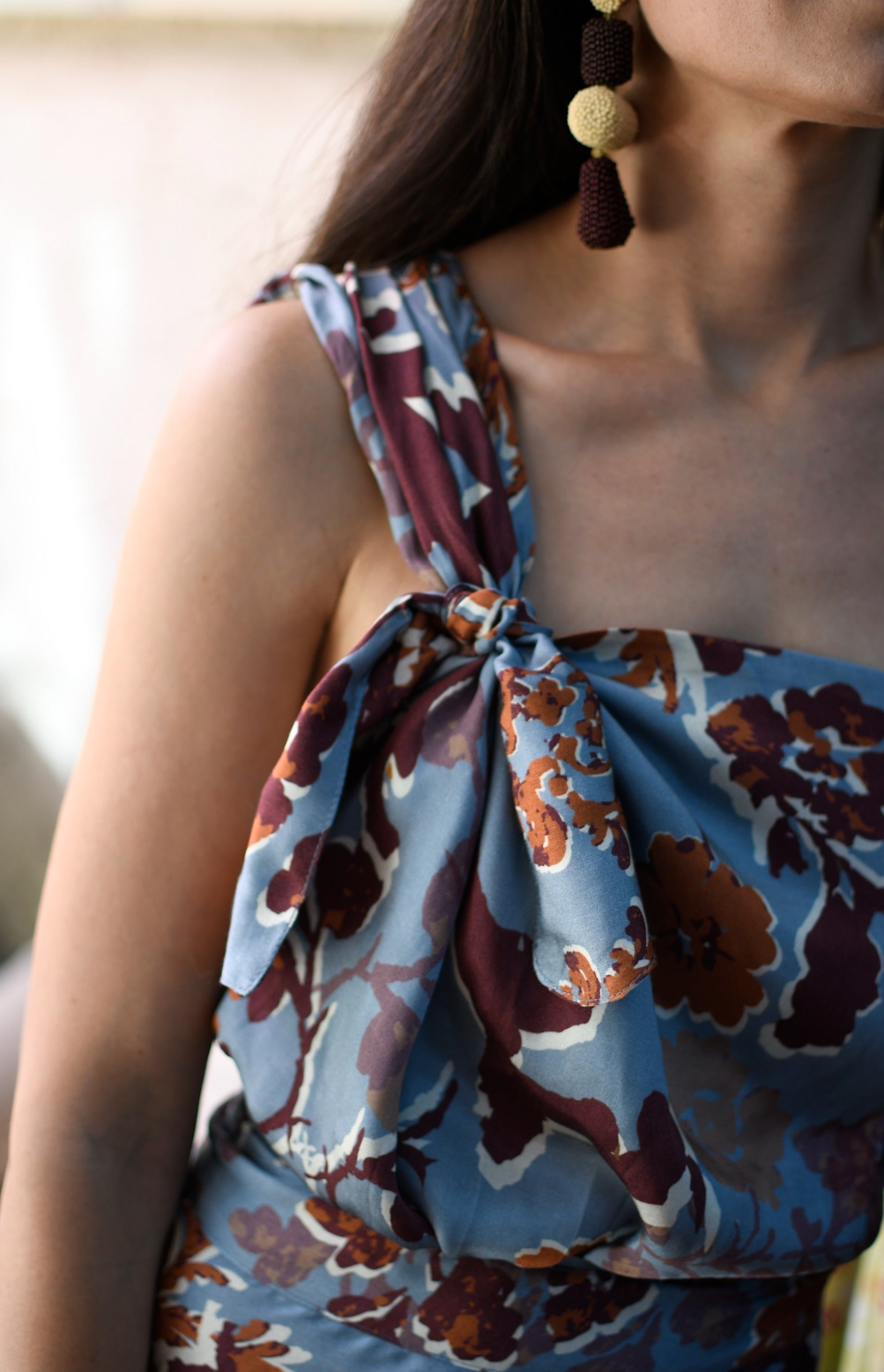 Top Un Hombro Etro Celeste Naranja