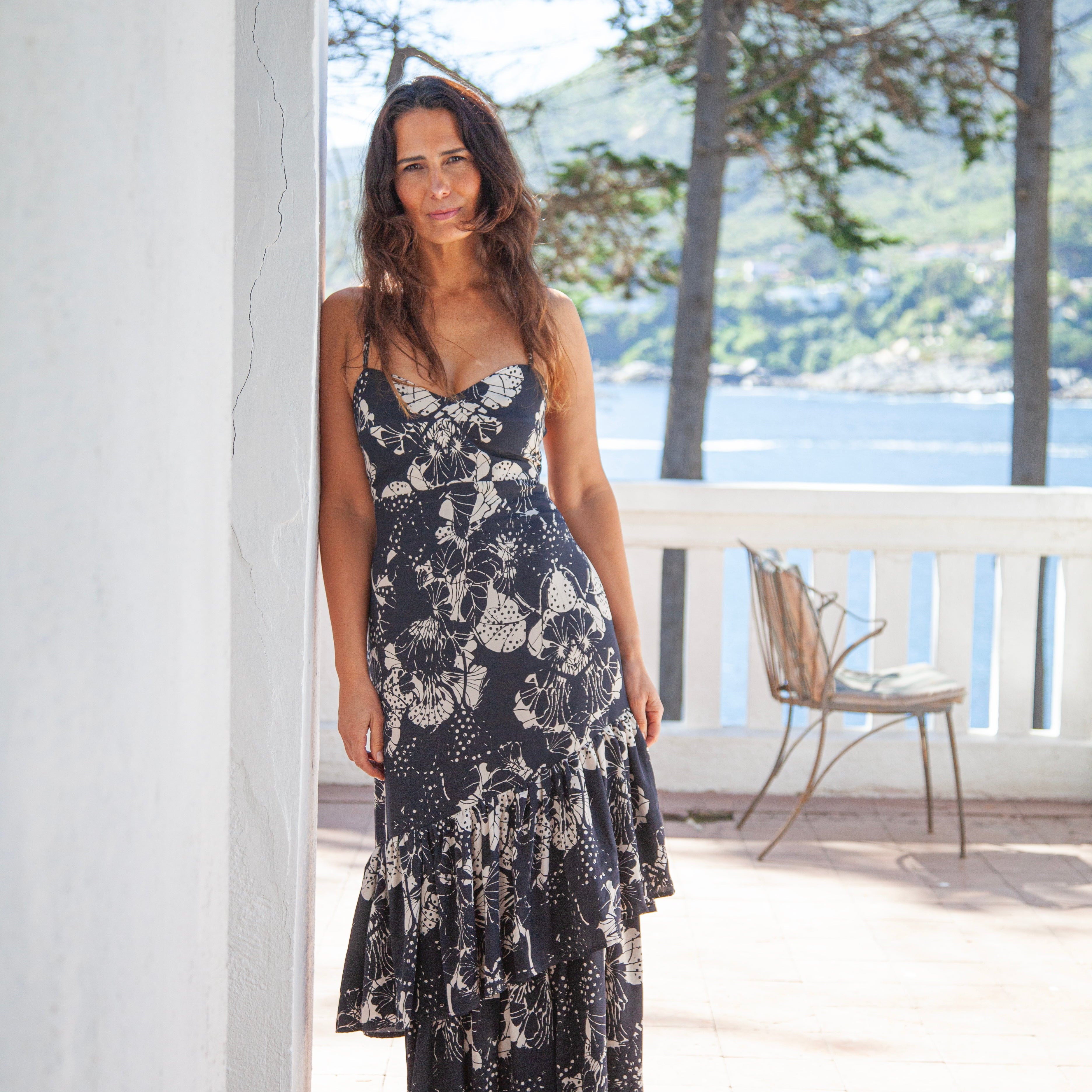 Vestido Flamenco Blanco con Negro