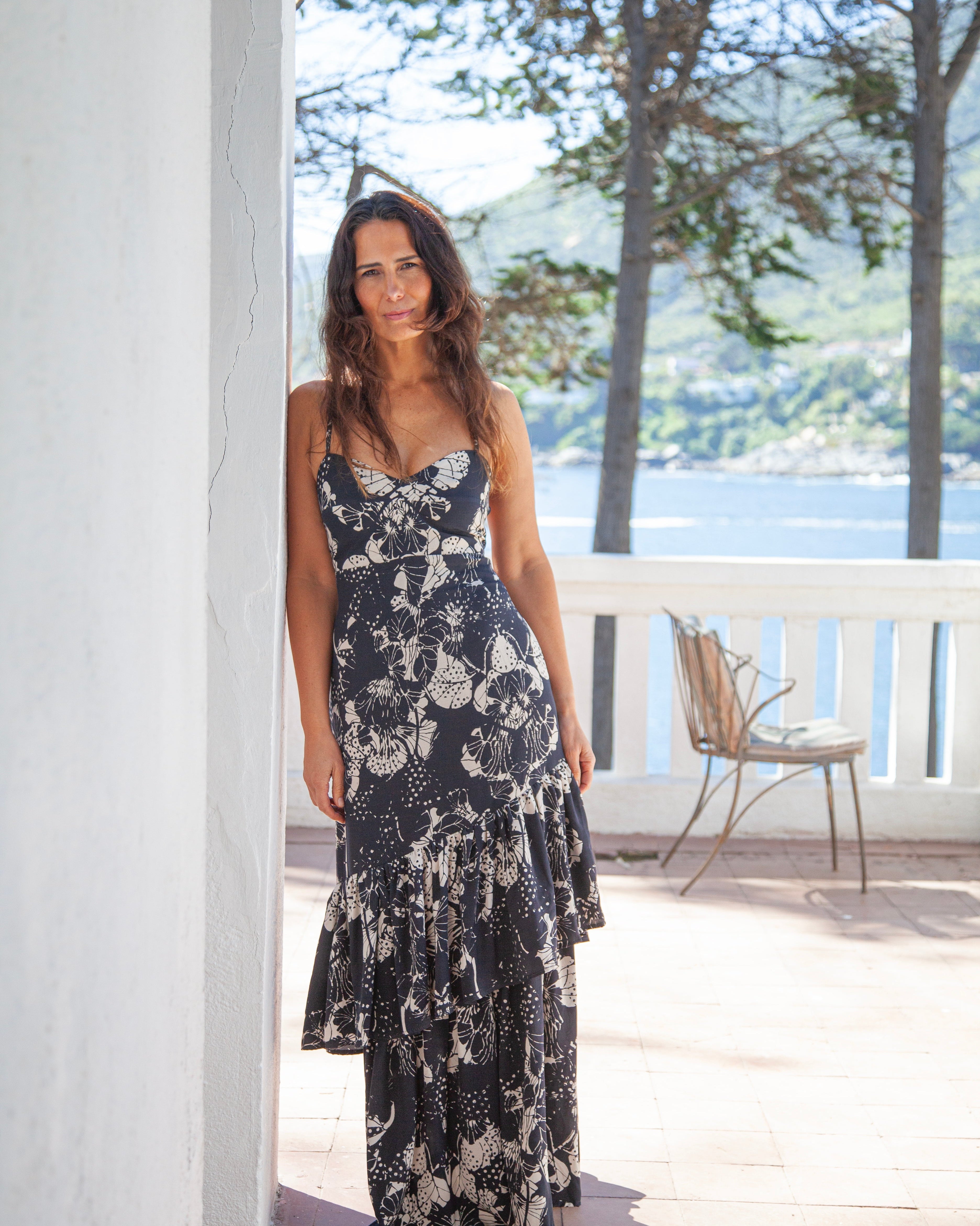 Vestido Flamenco Blanco con Negro