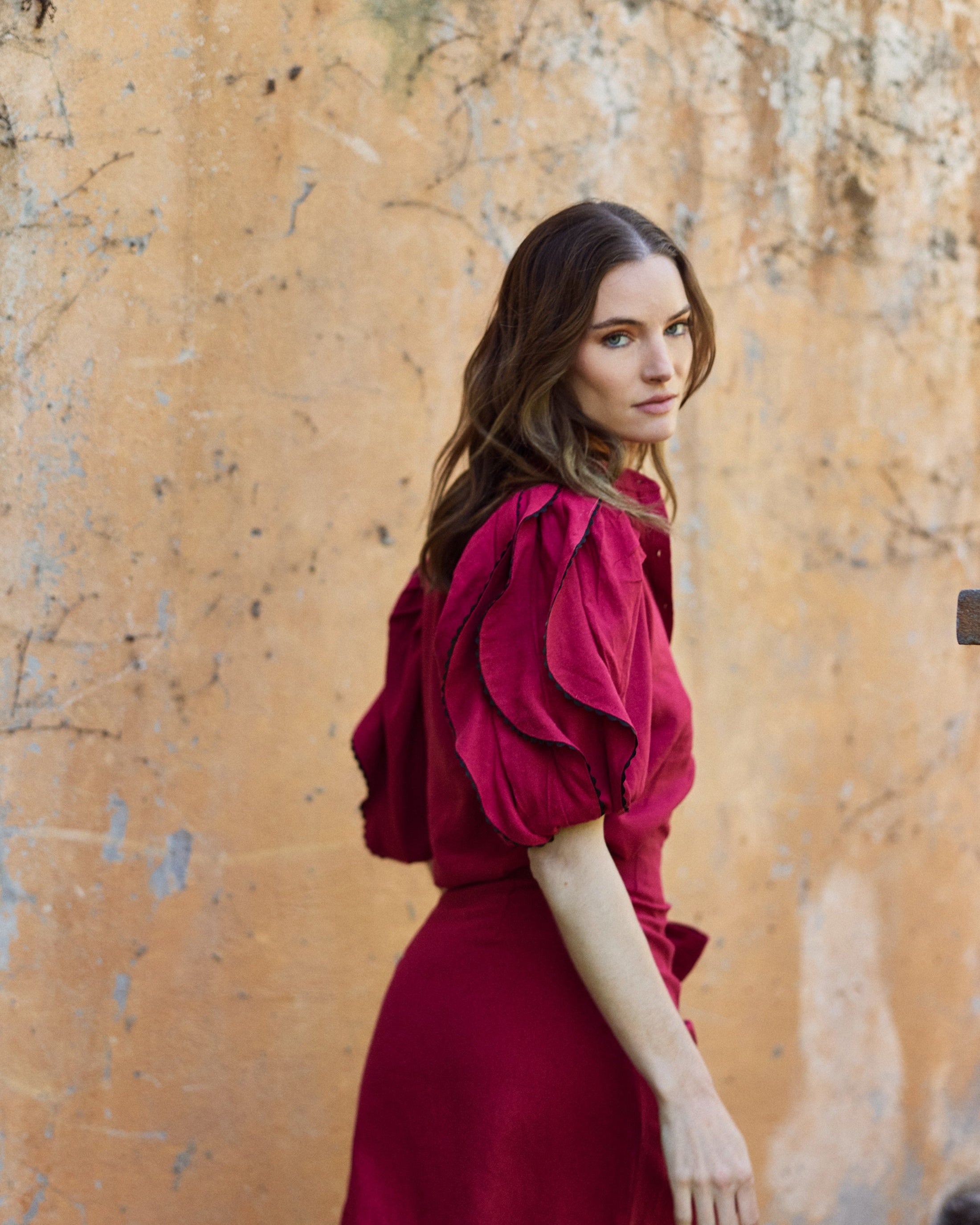 Blusa Leticia Lino Burdeo