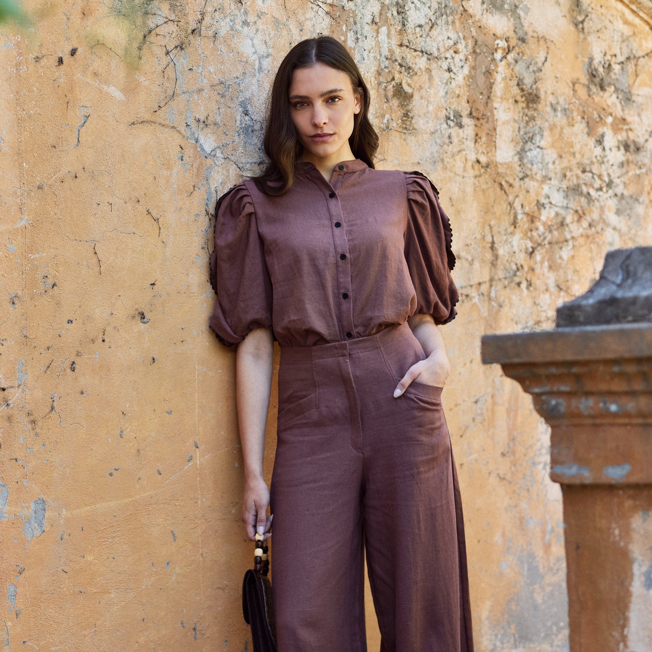 Blusa Leticia Lino Chocolate