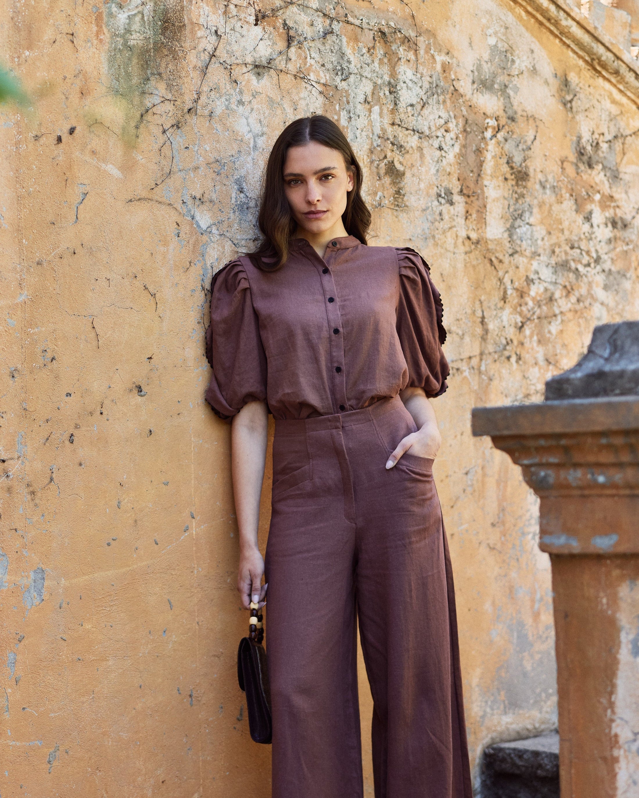 Blusa Leticia Lino Chocolate