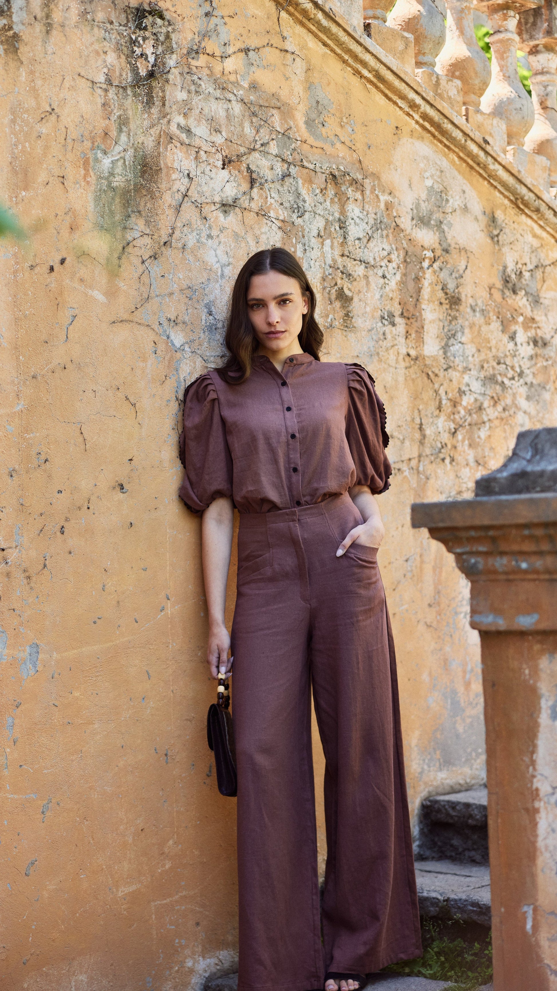 Blusa Leticia Lino Chocolate