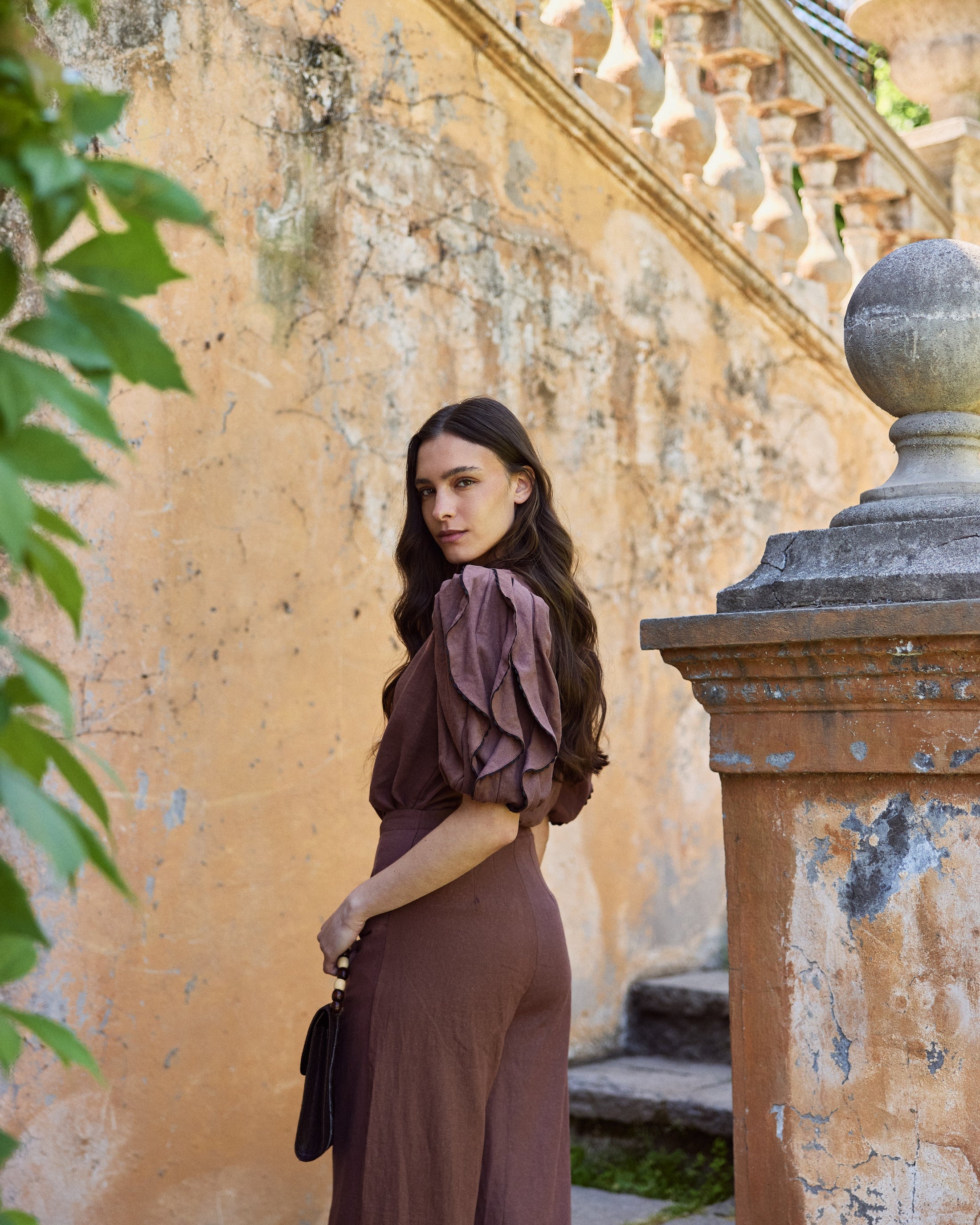 Blusa Leticia Lino Chocolate