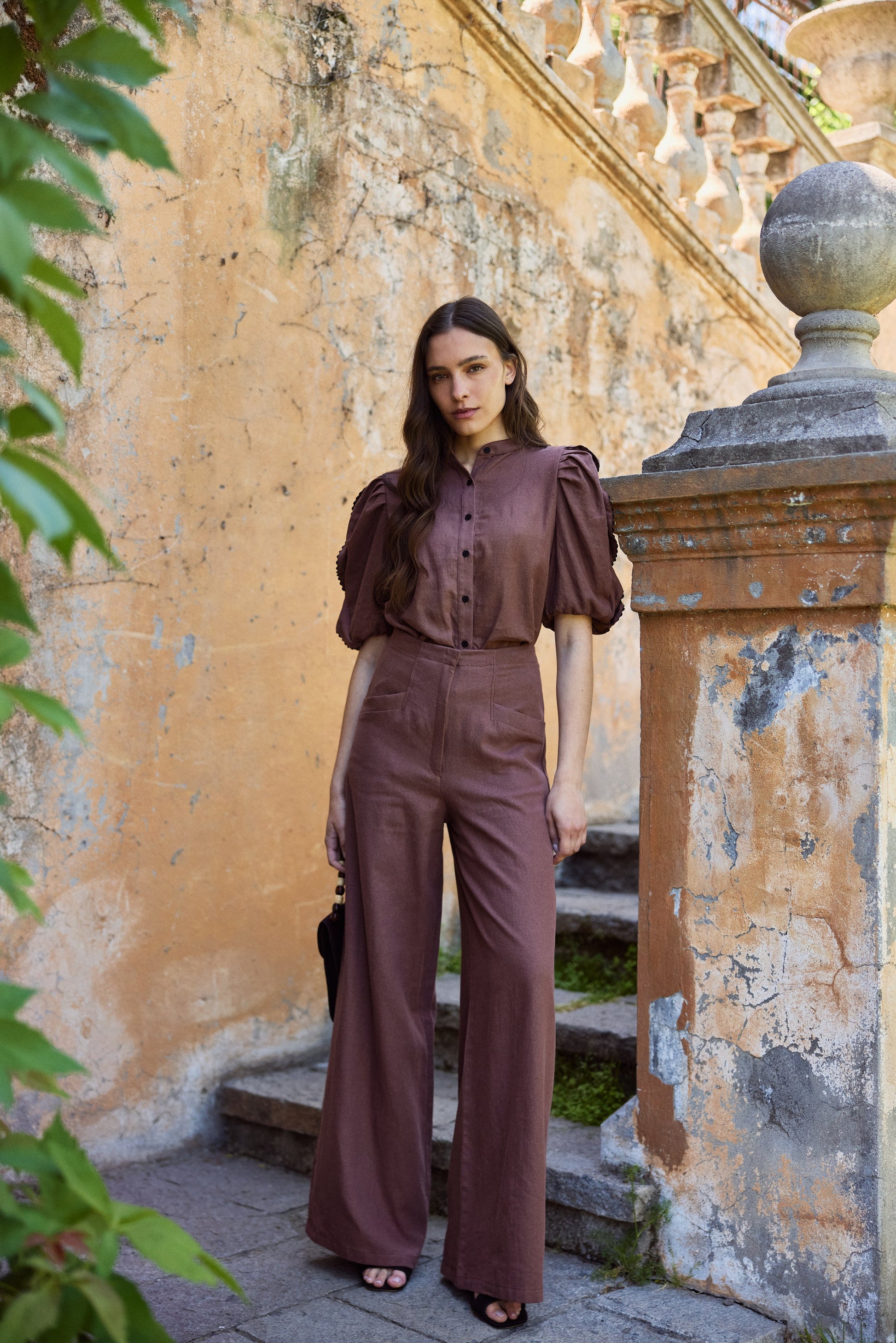 Blusa Leticia Lino Chocolate