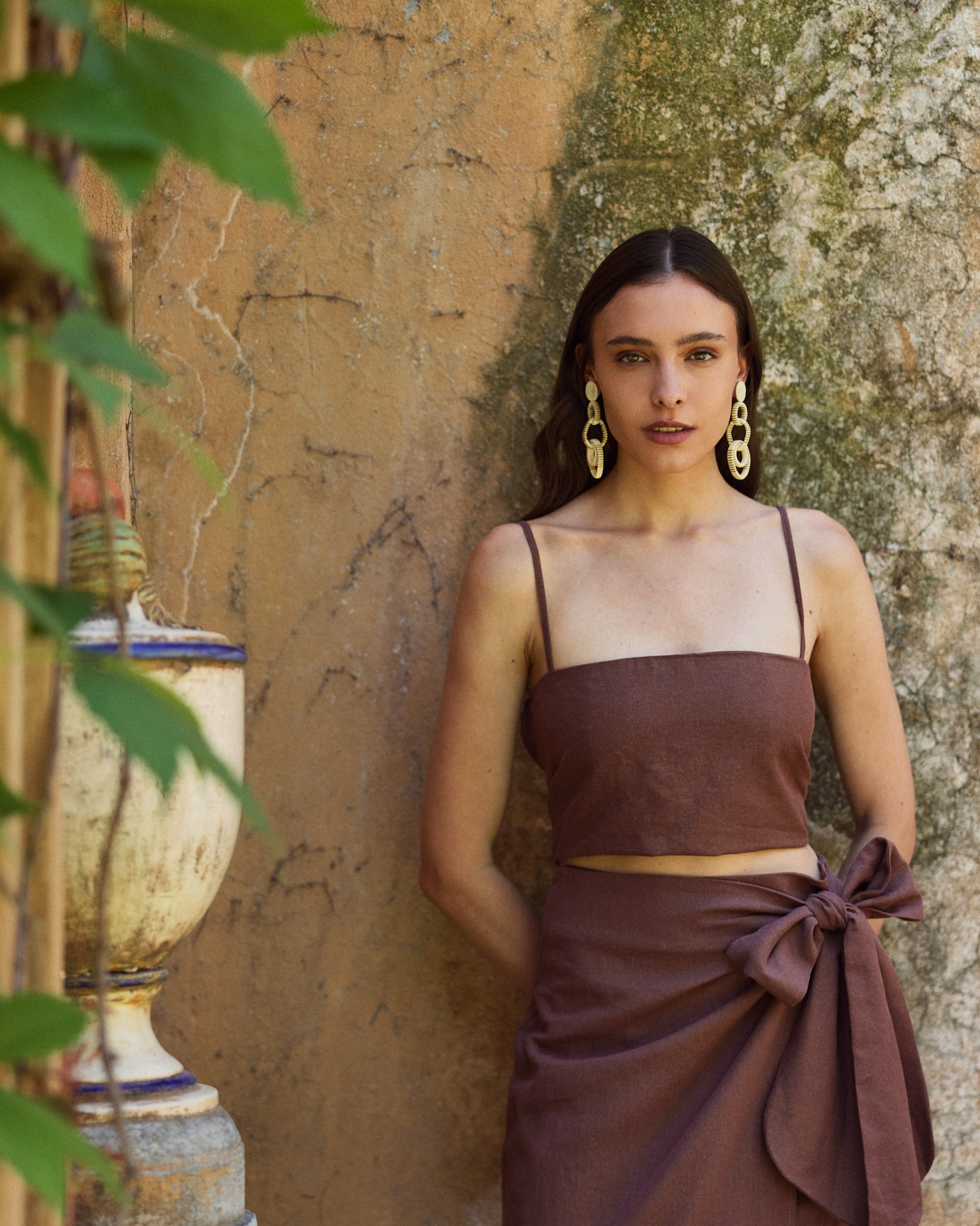 Blusa María Lino Chocolate