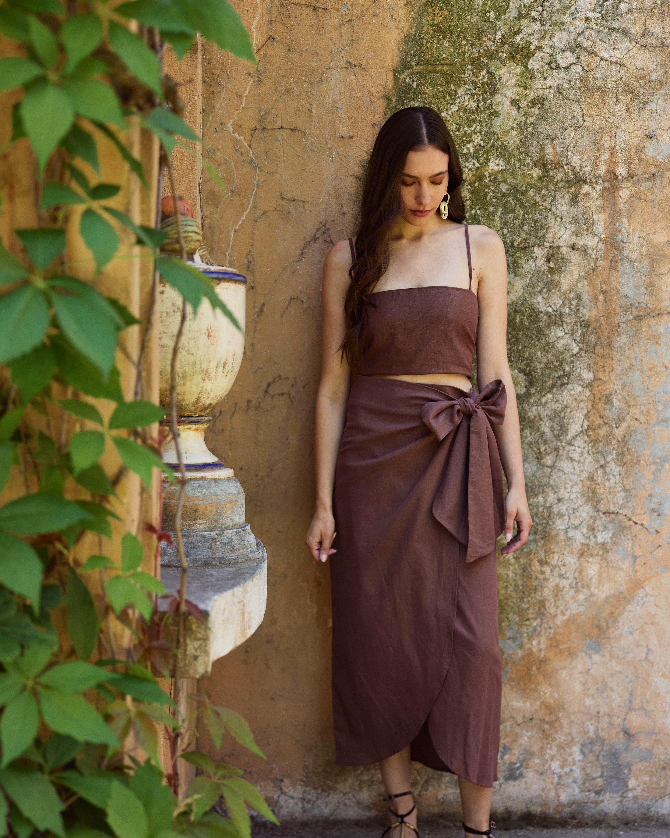 Blusa María Lino Chocolate