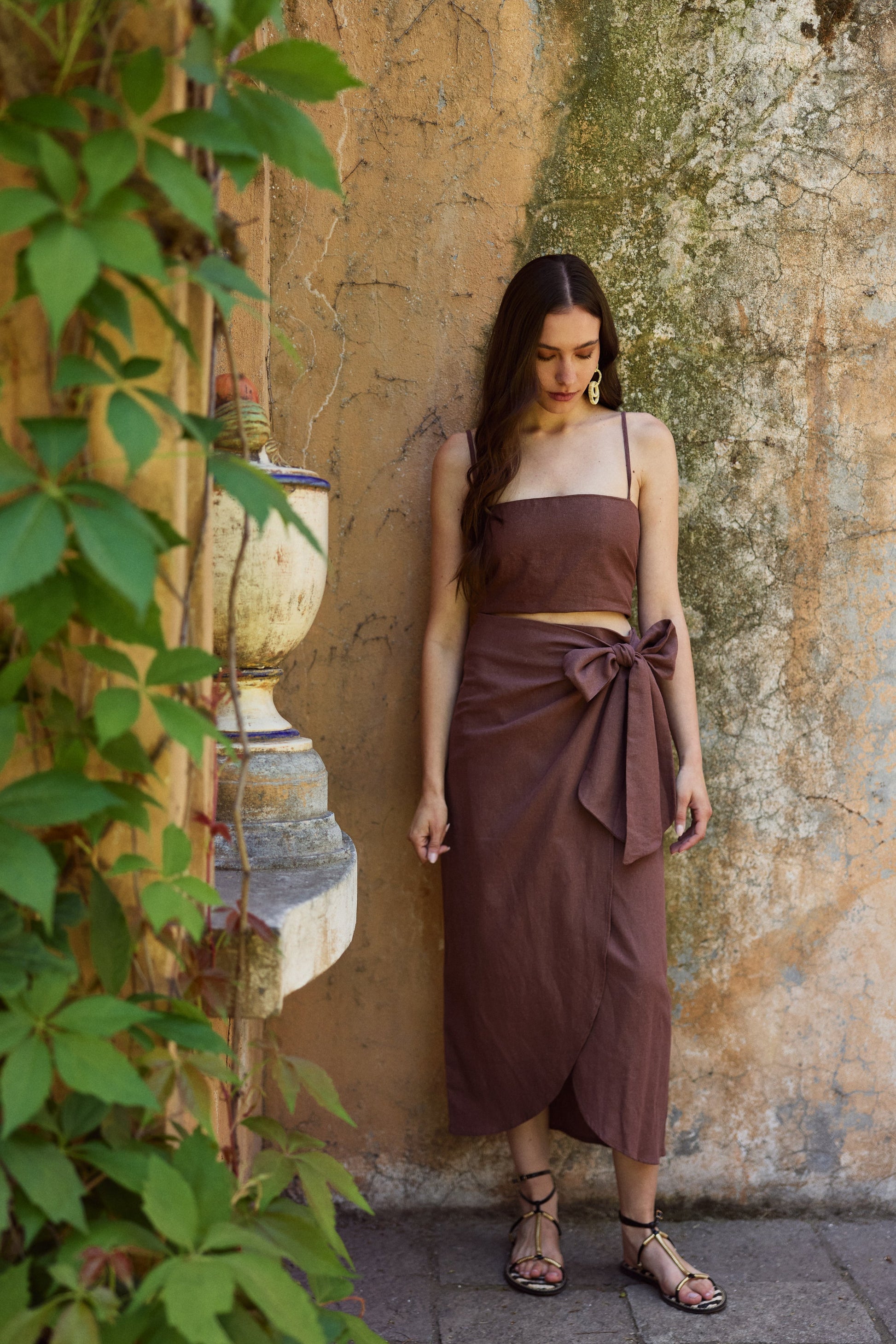 Blusa María Lino Chocolate