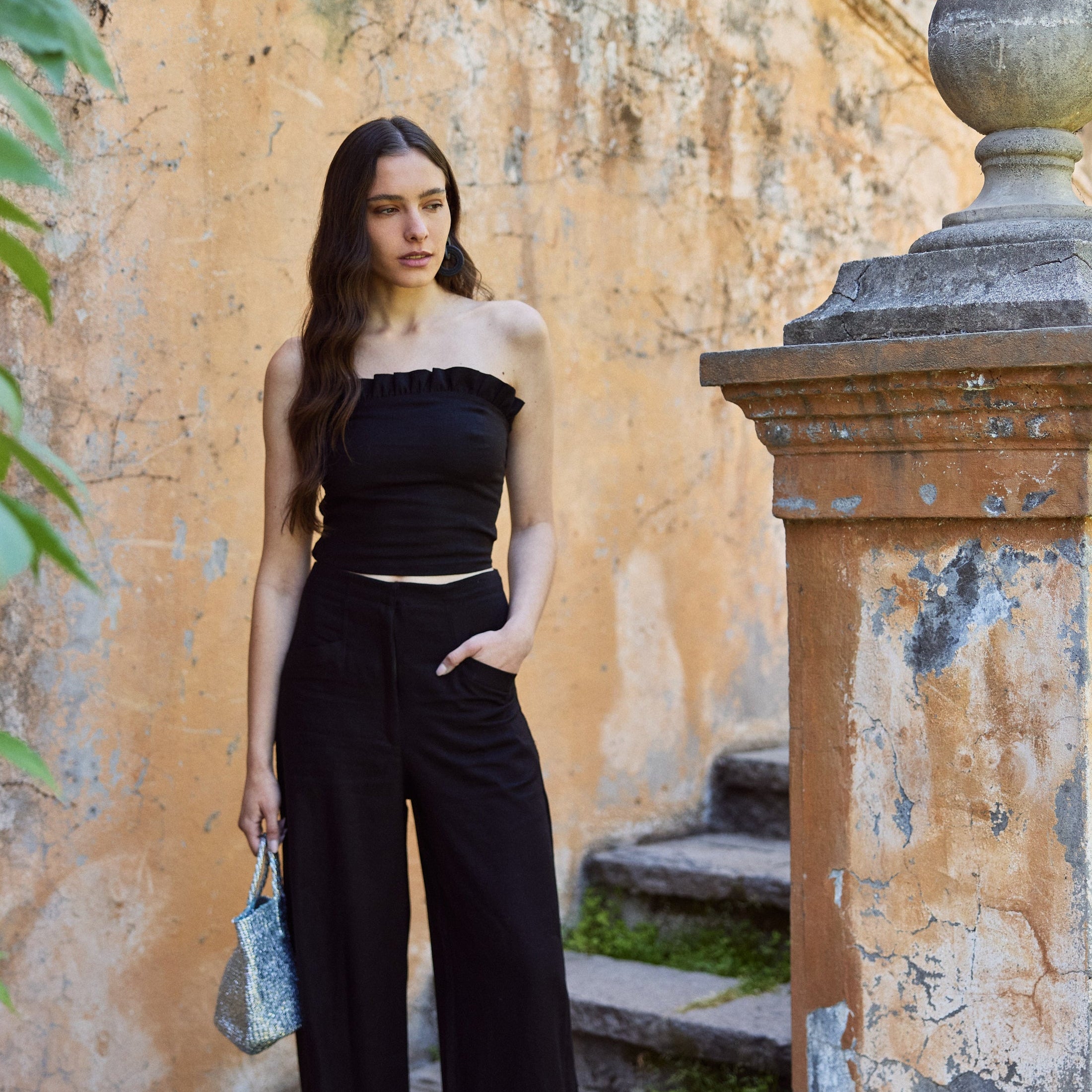 Pantalón Lourdes Lino Negro