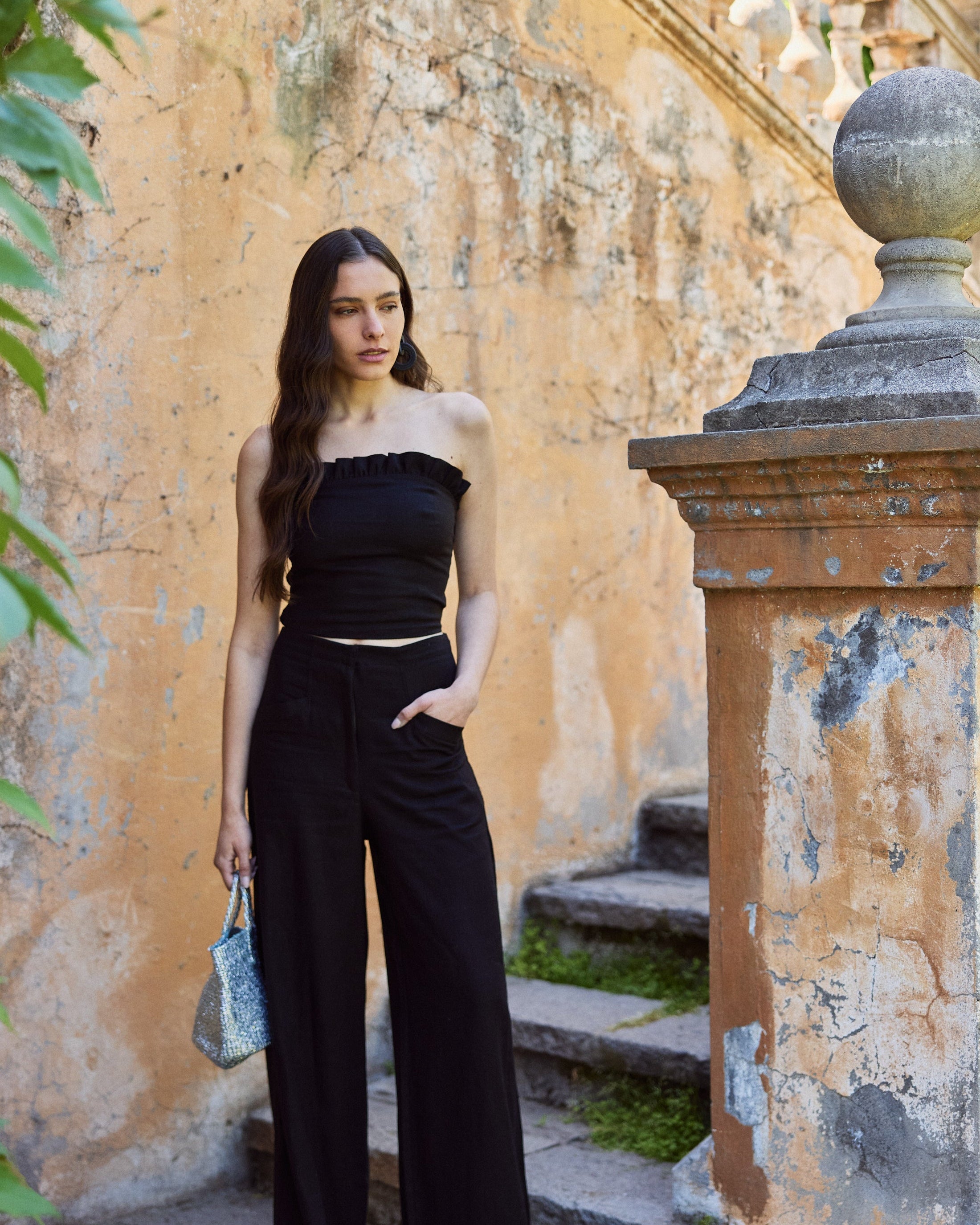 Pantalón Lourdes Lino Negro