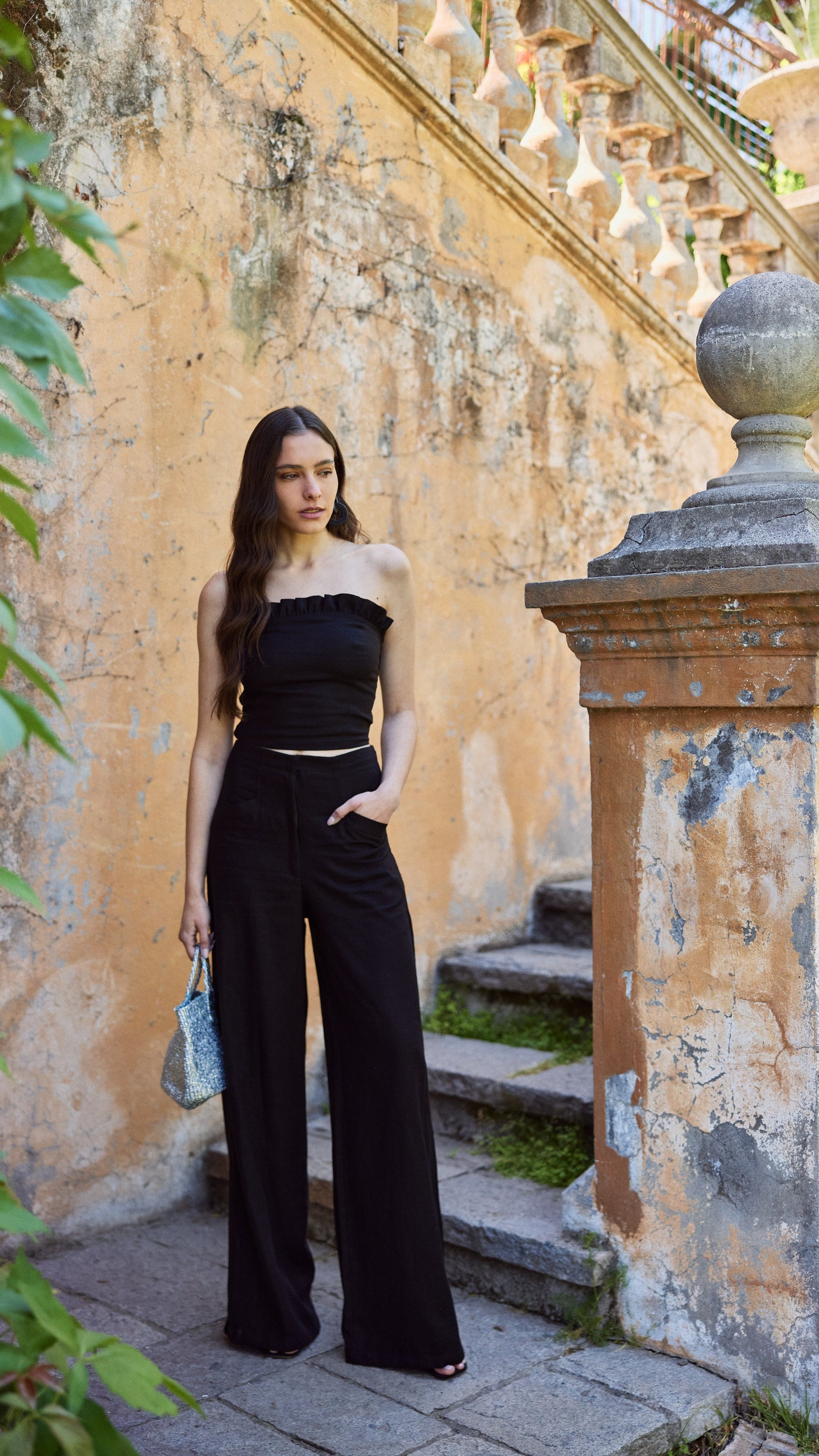 Pantalón Lourdes Lino Negro