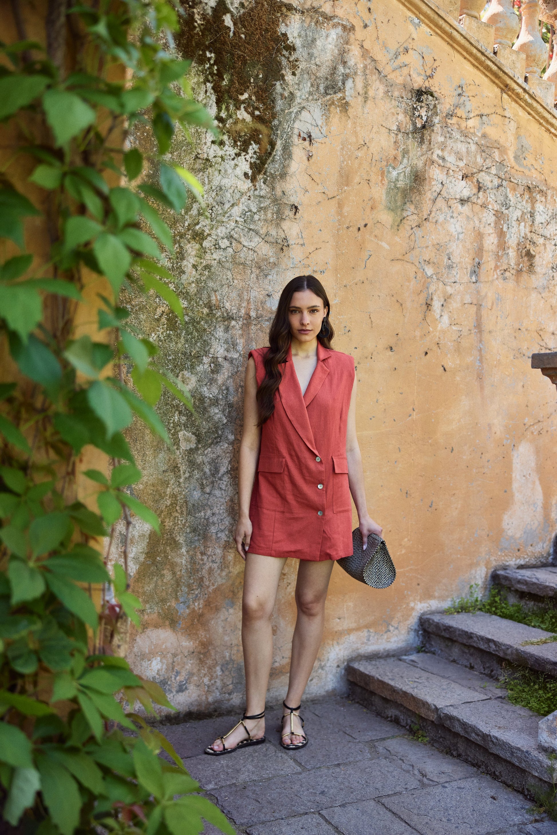 Vestido Renata Lino Terracota