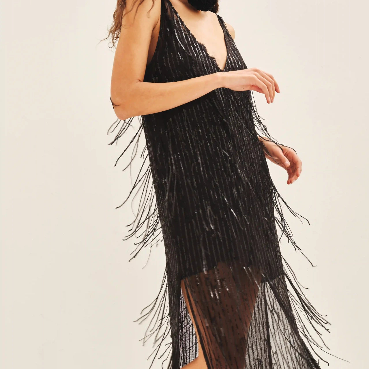 Vestido Sequins Fringes