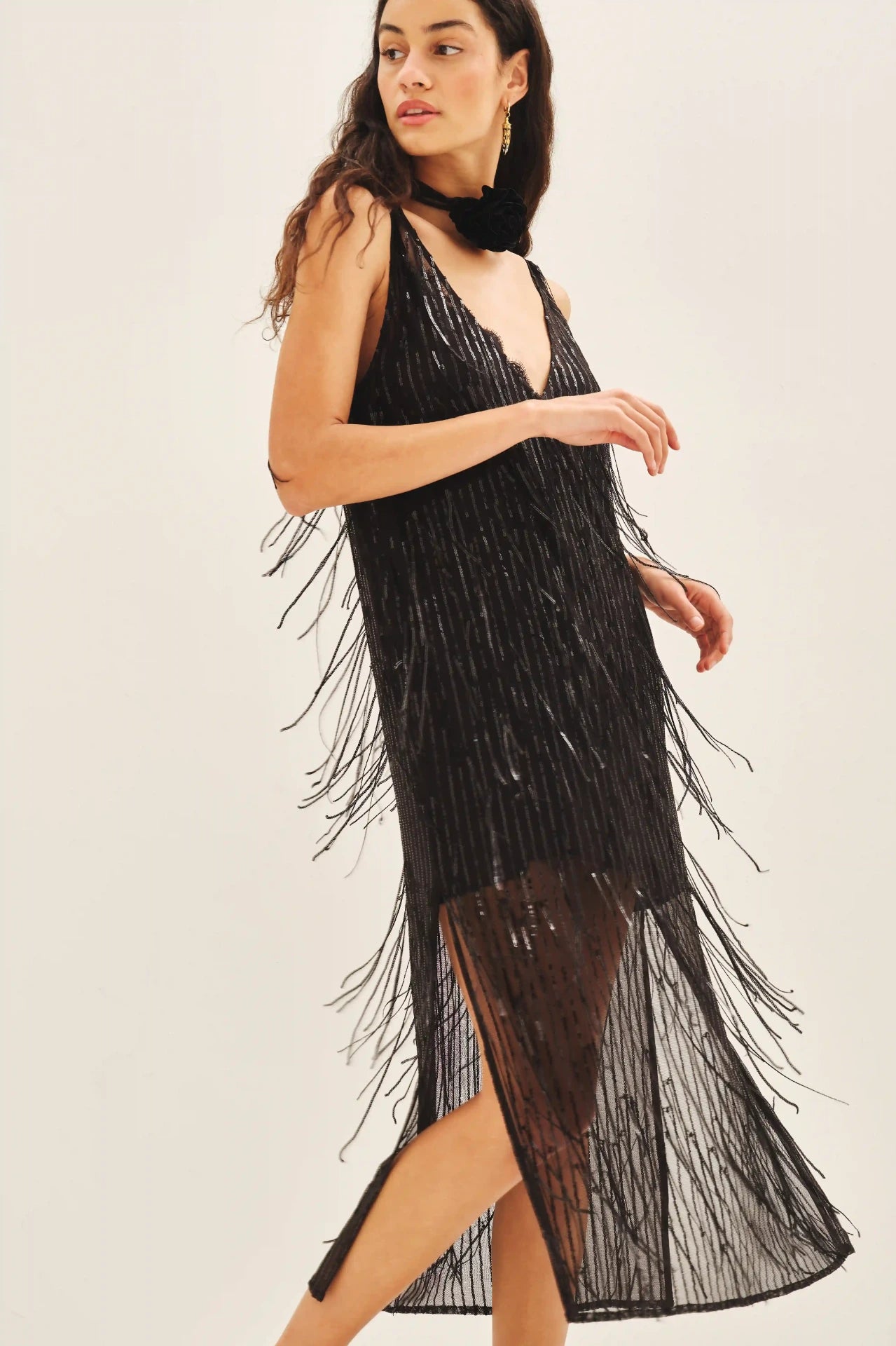 Vestido Sequins Fringes