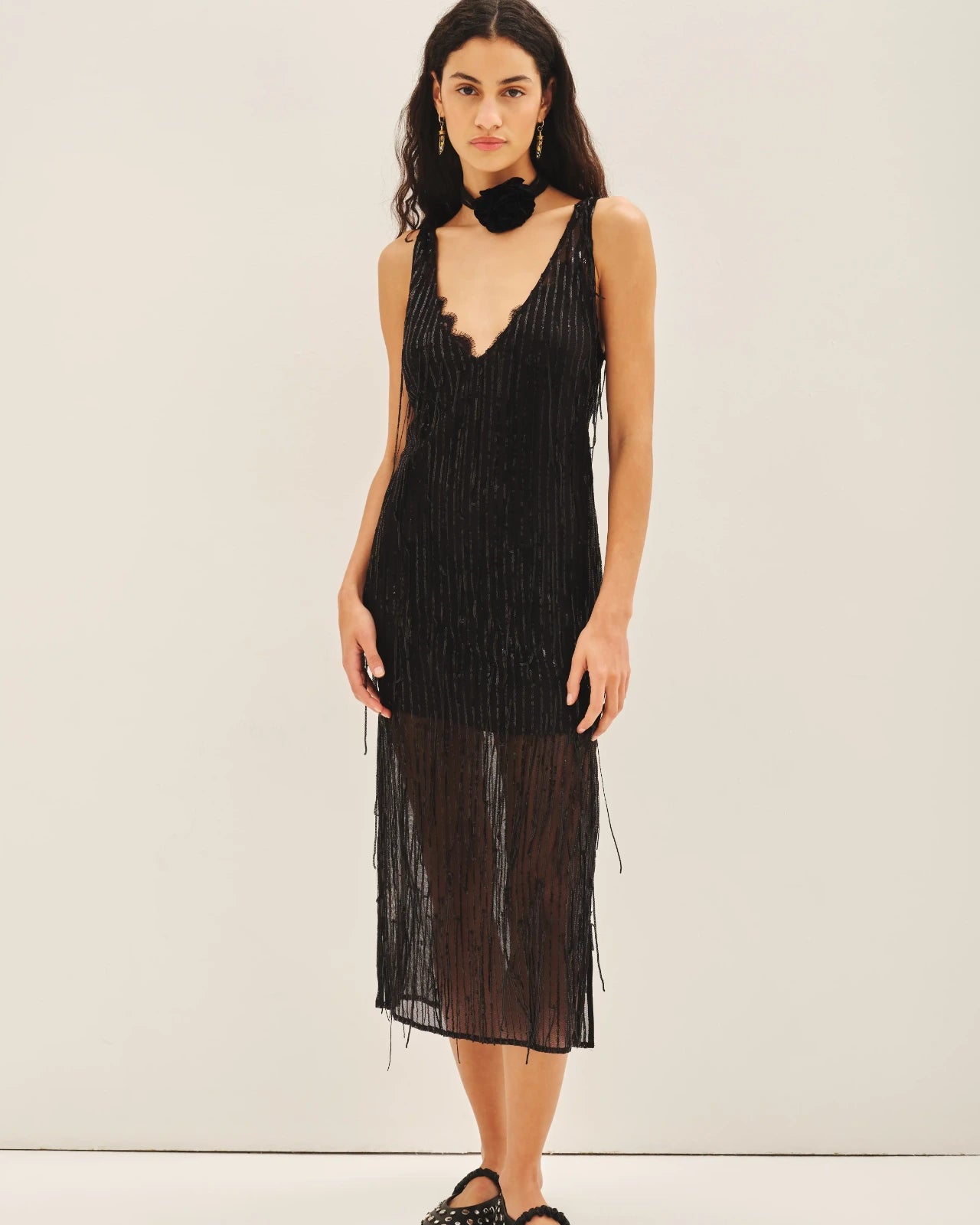 Vestido Sequins Fringes