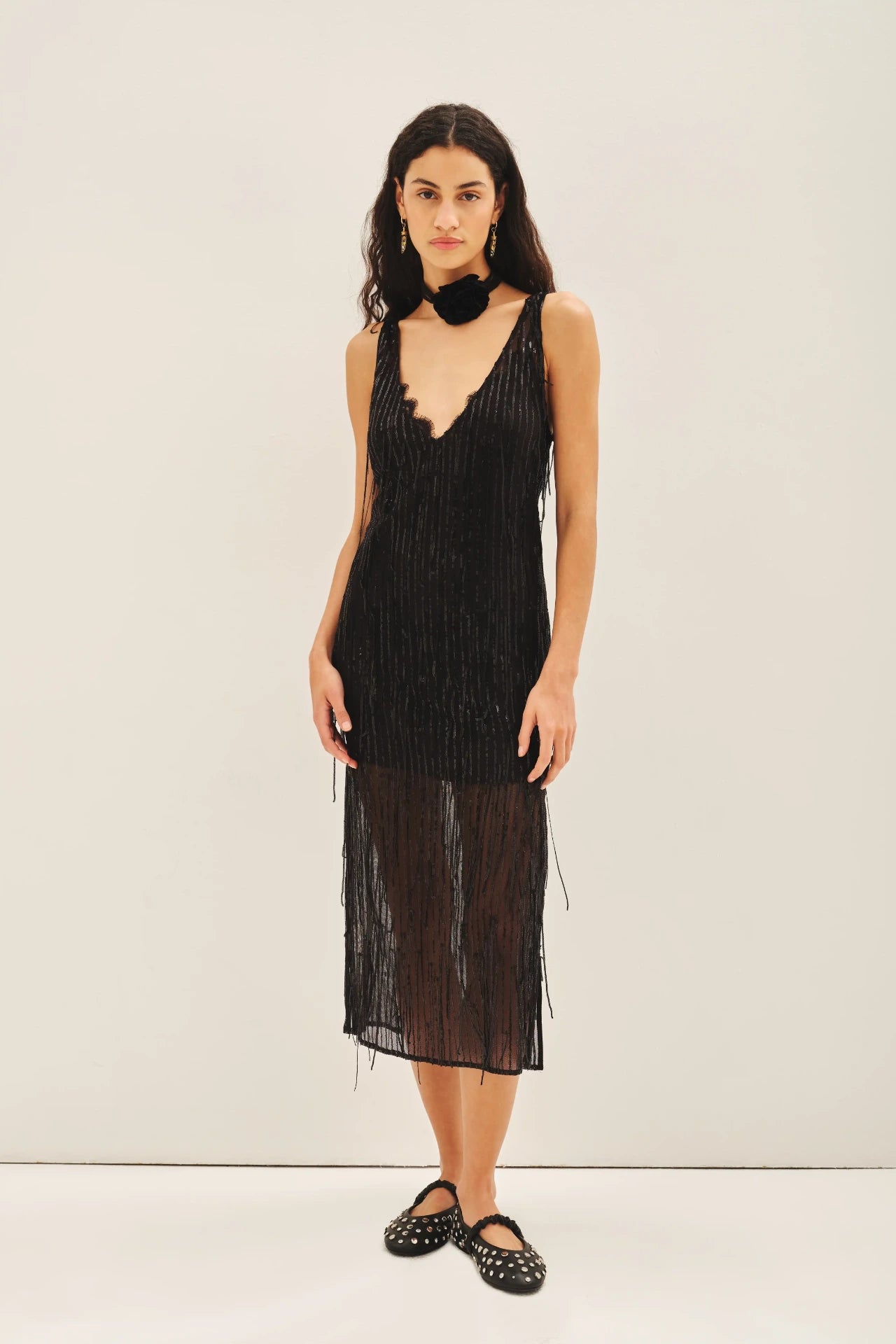 Vestido Sequins Fringes