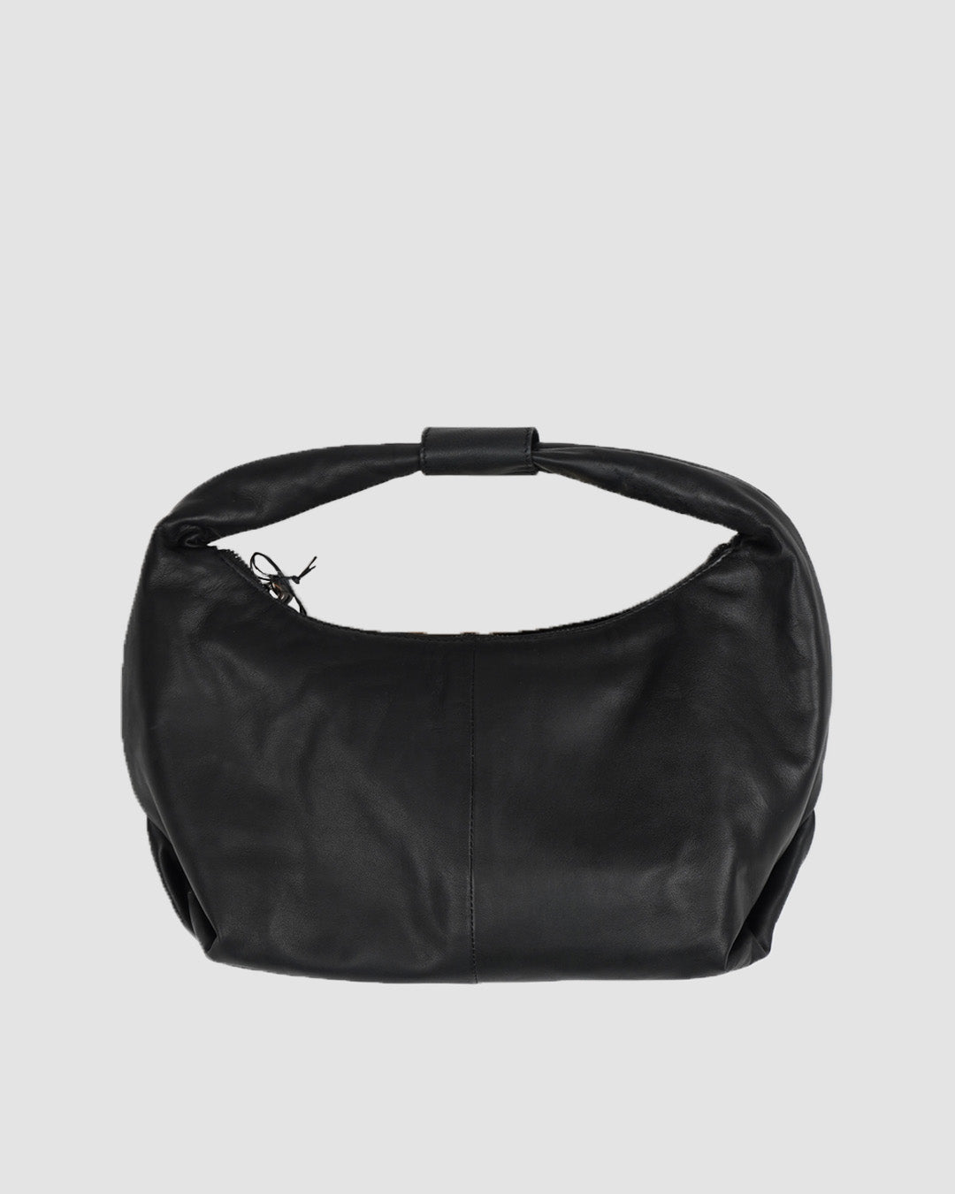 Round Hobo Black Leather Bag
