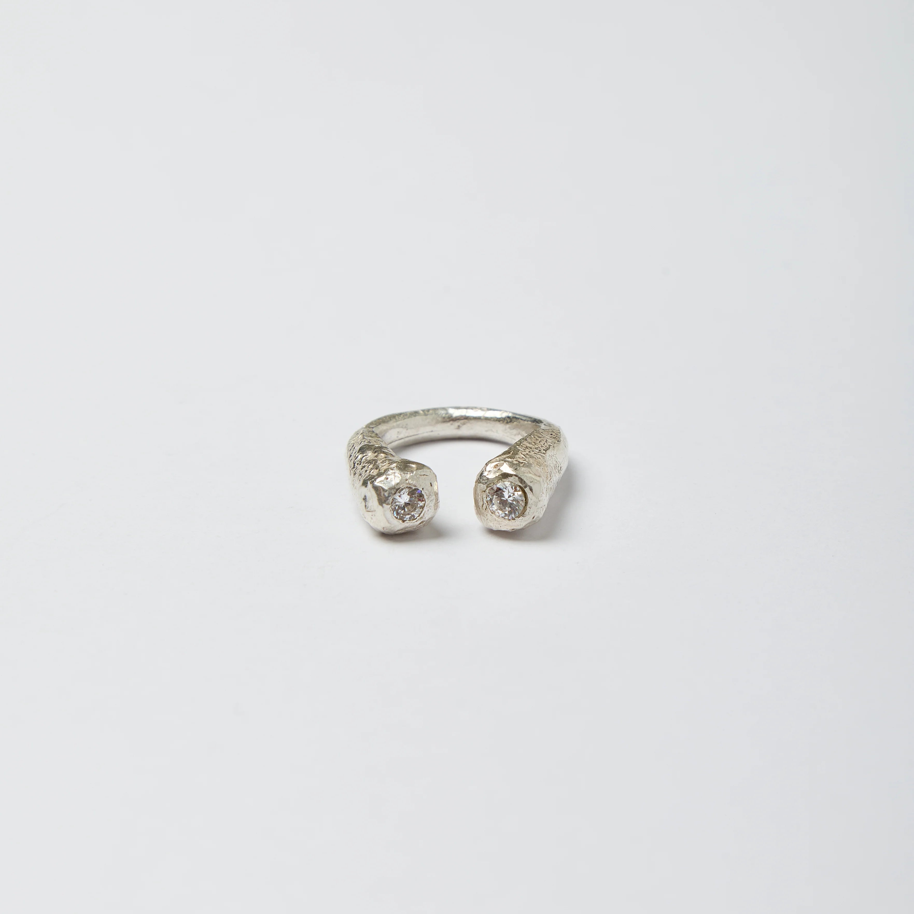 Dual Lava Ring (White) Silver