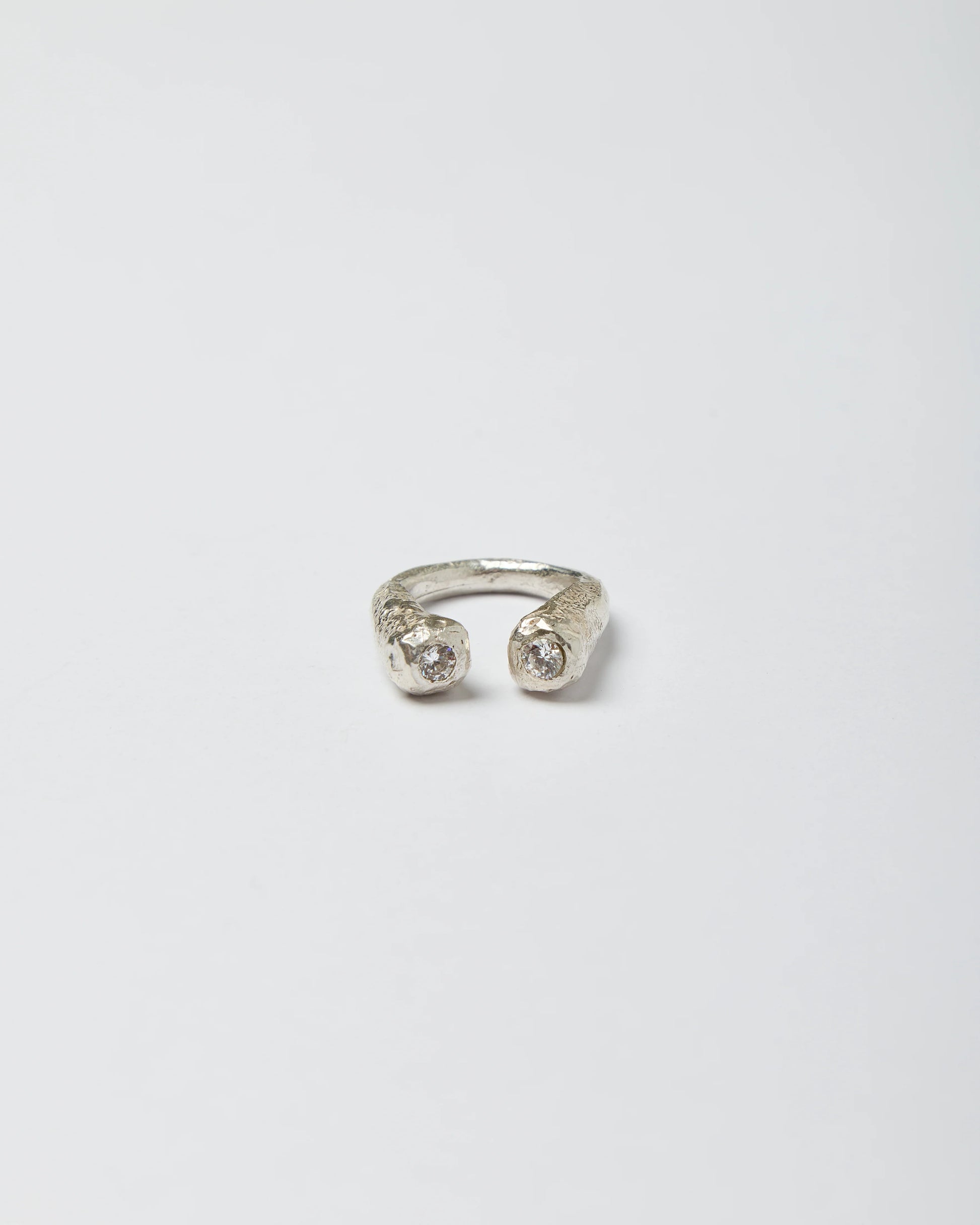 Dual Lava Ring (White) Silver